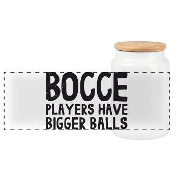 Bocce Players Have Bigger Balls with Jack Bocci - Panoramic Cookie Jar with Wooden Lid - white - Front