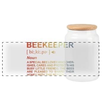 Beekeeper Definition - Panoramic Cookie Jar with Wooden Lid - white - Front