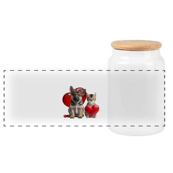 Amour animalier sans Saint-Valentin - Boîte à biscuits avec couvercle en bois - blanc - Devant