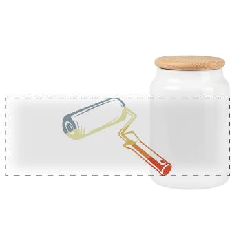 Croquis de défilement de peintre rétro - Boîte à biscuits avec couvercle en bois - blanc - Devant