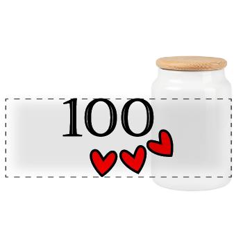 100. 100 YEARS. 100th ANNIVERSARY. 100 BIRTHDAY - Panoramic Cookie Jar with Wooden Lid - white - Front