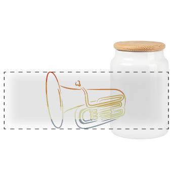 Dessin de Tuba Vintage - Boîte à biscuits avec couvercle en bois - blanc - Devant