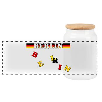 Berlin bandeau drapeau allemand lettres - Boîte à biscuits avec couvercle en bois - blanc - Devant