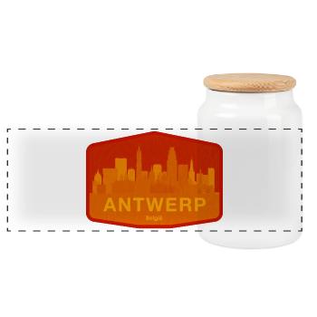 Orange chaud de la Skyline d’Anvers - Boîte à biscuits avec couvercle en bois - blanc - Devant