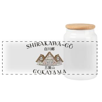 Dörfer Shirakawa-gō und Gokayama, Japan Welterbe - Panorama Keksdose mit Holzdeckel - Weiß - Vorne