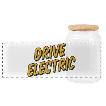 Drive Electric Supercharge - Electric Car Fans - Panoramic Cookie Jar with Wooden Lid - white - Front