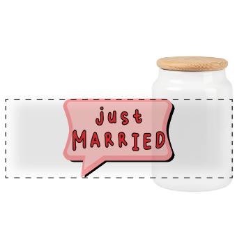 ICH HABE GERADE GEHEIRATET. Junggesellinnenabschied. VALENTINSTAG. PAAR - Panorama Keksdose mit Holzdeckel - Weiß - Vorne