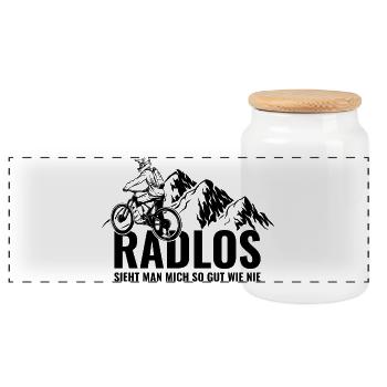 Mountainbike Radlos sieht man mich so gut wie nie  - Panorama Keksdose mit Holzdeckel - Weiß - Vorne