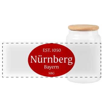 Nürnberg Vintage Stadtlogo Oval - Panorama Keksdose mit Holzdeckel - Weiß - Vorne