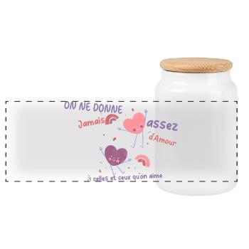 On ne donne jamais assez d'amour - Boîte à biscuits avec couvercle en bois - blanc - Devant
