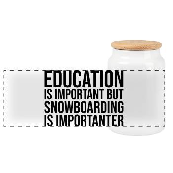 Snowboard - Panorama Keksdose mit Holzdeckel - Weiß - Vorne