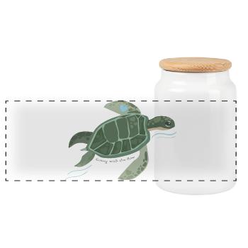Tortue du cœur : Rivière de la Tranquillité - Boîte à biscuits avec couvercle en bois - blanc - Devant
