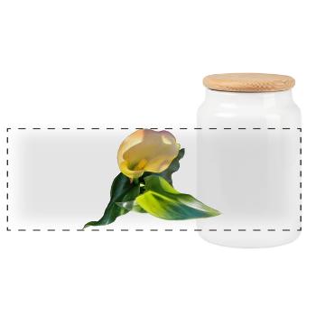GELBE CALLA-LILIE - Panorama Keksdose mit Holzdeckel - Weiß - Vorne