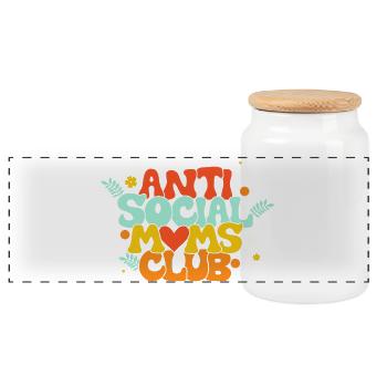 maman, maman humour, hippie - Boîte à biscuits avec couvercle en bois - blanc - Devant