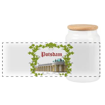POTSDAM - Panorama Keksdose mit Holzdeckel - Weiß - Vorne