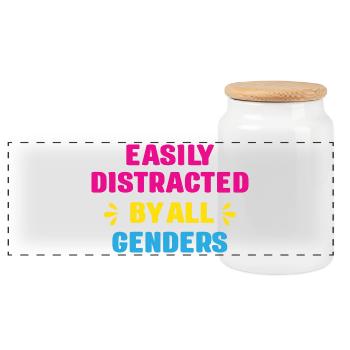 LGBT Pride Month - Easily Distracted By All Gender - Panoramic Cookie Jar with Wooden Lid - white - Front