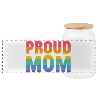 LGBT Pride Month - Proud Mom - Panoramic Cookie Jar with Wooden Lid - white - Front