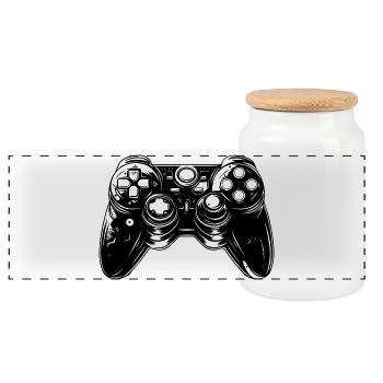 Game Controllers - Panoramic Cookie Jar with Wooden Lid - white - Front