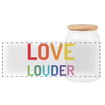LGBT Pride Month - Love Louder - Panoramic Cookie Jar with Wooden Lid - white - Front