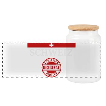 Switzerland Flag - Panoramic Cookie Jar with Wooden Lid - white - Front