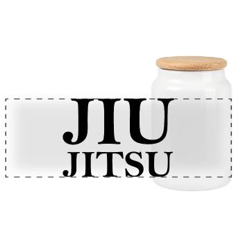 Jiu Jitsu Martial Arts Club Trainer Team Logo - Panoramic Cookie Jar with Wooden Lid - white - Front
