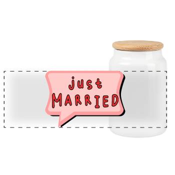 GERADE VERHEIRATET. Junggesellinnenabschied. VALENTINSTAG. PAAR - Panorama Keksdose mit Holzdeckel - Weiß - Vorne