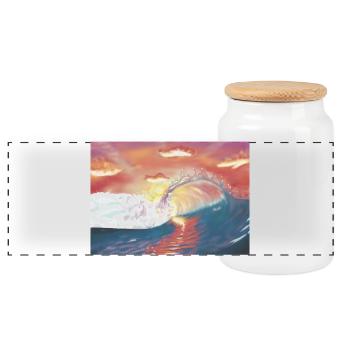 Crépuscule Marin Fantastique - Boîte à biscuits avec couvercle en bois - blanc - Devant
