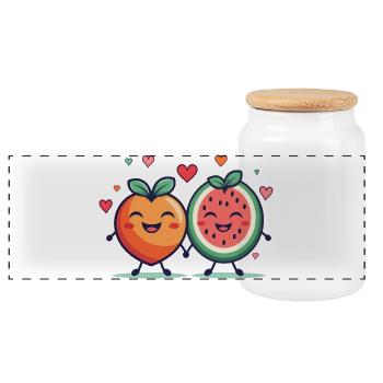 Fruity passion love - Panoramic Cookie Jar with Wooden Lid - white - Front