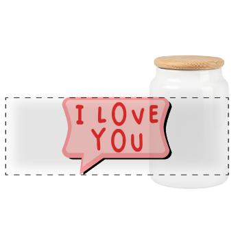 VALENTINE'S DAY. Bachelorette party. I LOVE YOU. I LOVE YOU. LOVE - Panoramic Cookie Jar with Wooden Lid - white - Front