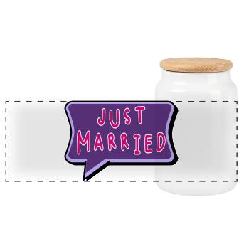 VALENTINE'S DAY. Bachelorette party. I LOVE YOU. I LOVE YOU. LOVE - Panoramic Cookie Jar with Wooden Lid - white - Front