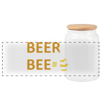 Beerbee Beer Bee PartySpruc Beer Drinker Gift - Panoramic Cookie Jar with Wooden Lid - white - Front