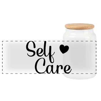 self care self-love self-care unique - Panoramic Cookie Jar with Wooden Lid - white - Front