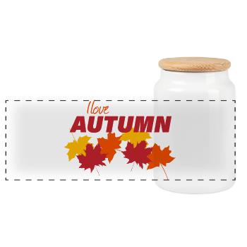AUTUMN - Panorama Keksdose mit Holzdeckel - Weiß - Vorne