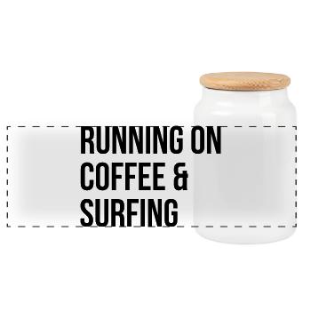 Surfing - Panoramic Cookie Jar with Wooden Lid - white - Front