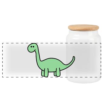 Dino - Panoramic Cookie Jar with Wooden Lid - white - Front