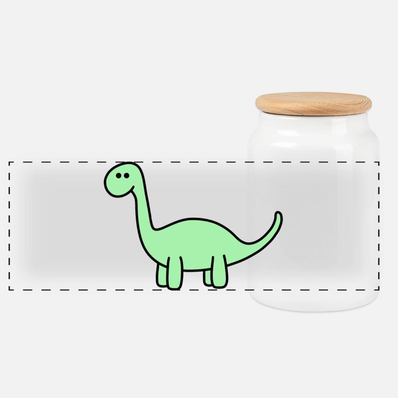 Dino - Panorama Keksdose mit Holzdeckel - Weiß