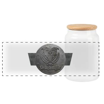 Tête Only Staffie en médaille métallique - 100 - Boîte à biscuits avec couvercle en bois - blanc - Devant
