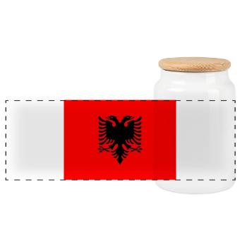 Albania - Panoramic Cookie Jar with Wooden Lid - white - Front