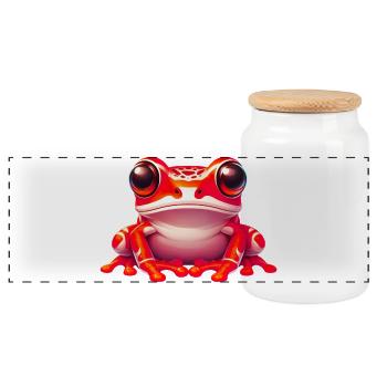 Frog - Panoramic Cookie Jar with Wooden Lid - white - Front