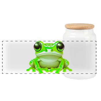 Frosch - Panorama Keksdose mit Holzdeckel - Weiß - Vorne
