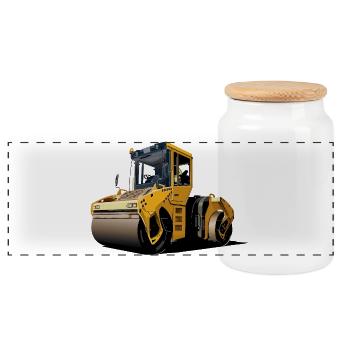 Road roller - Panoramic Cookie Jar with Wooden Lid - white - Front