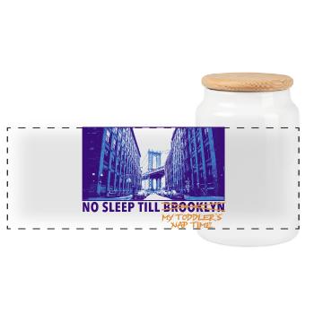 No Sleep Till Brooklyn – Eltern Meme Design - Panorama Keksdose mit Holzdeckel - Weiß - Vorne