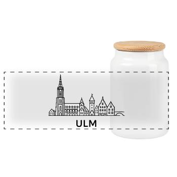 Ulm - Boîte à biscuits avec couvercle en bois - blanc - Devant