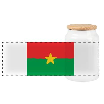 Drapeau du Burkina Faso - Boîte à biscuits avec couvercle en bois - blanc - Devant