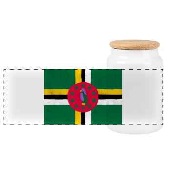 Drapeau de la Dominique – Île Verte - Boîte à biscuits avec couvercle en bois - blanc - Devant