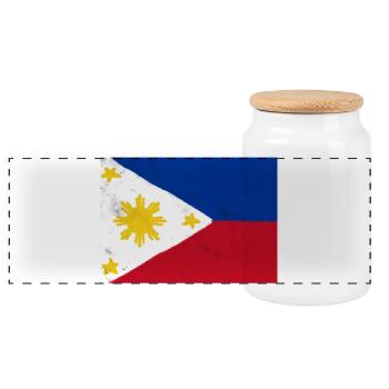 Flag of the Philippines – a symbol of unity - Panoramic Cookie Jar with Wooden Lid - white - Front