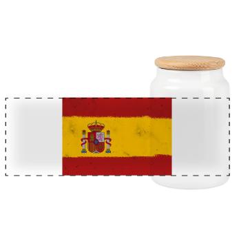 Flag of Spain - Panoramic Cookie Jar with Wooden Lid - white - Front