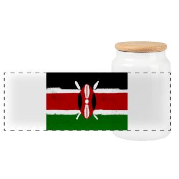 Flagge von Kenia - Panorama Keksdose mit Holzdeckel - Weiß - Vorne