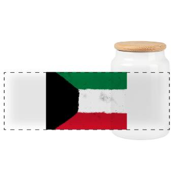Flag of Kuwait - Panoramic Cookie Jar with Wooden Lid - white - Front