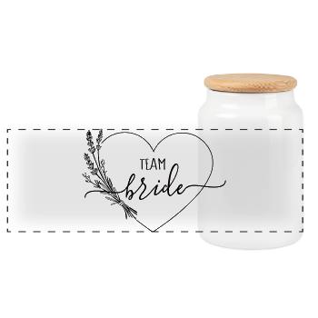 Team Bride Heart Wildflowers - Panoramic Cookie Jar with Wooden Lid - white - Front